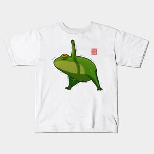 Yoga Frog Triangle Pose Kids T-Shirt